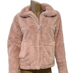 Blashe small faux fur pink zip up lined jacket pockets C2 9010